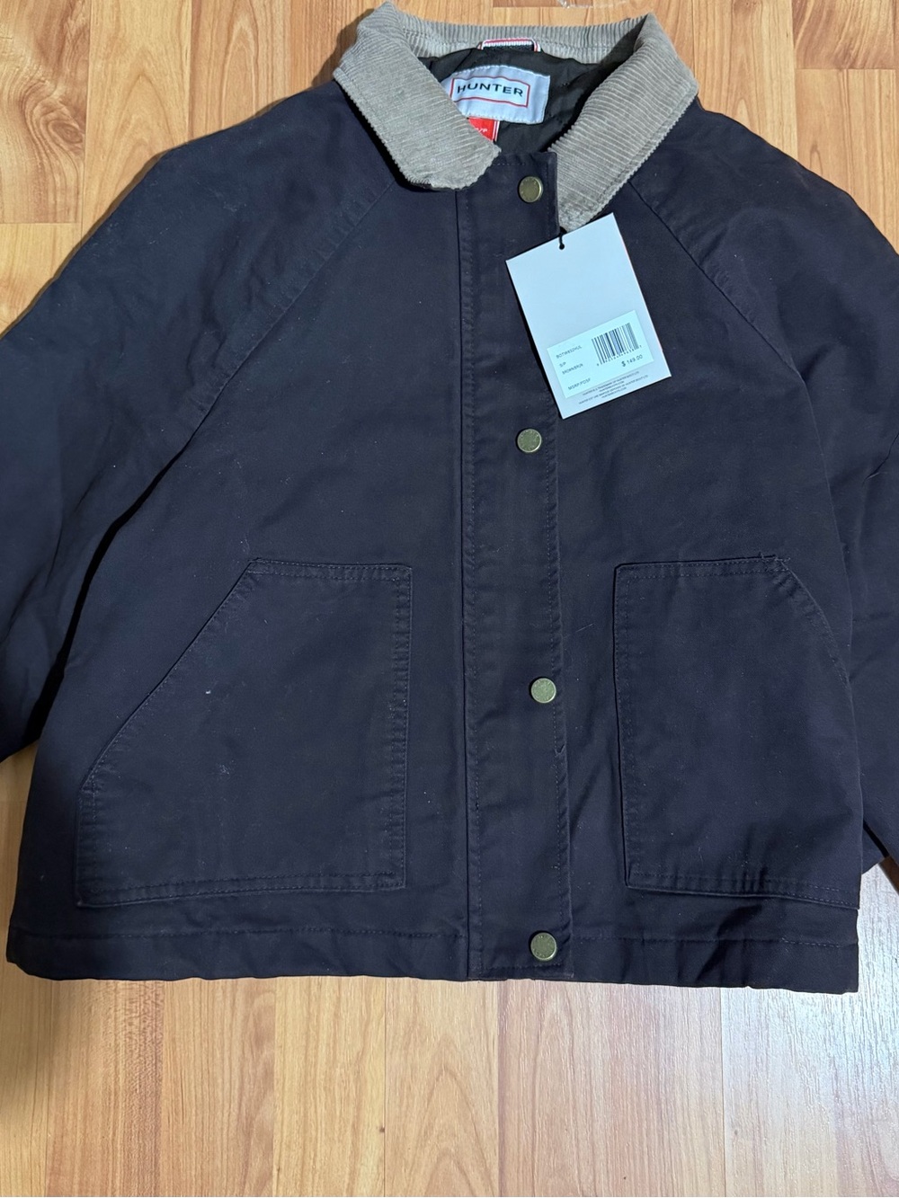 •Hunter NWT Cotton Canvas Barn Jacket with Corduroy Collar